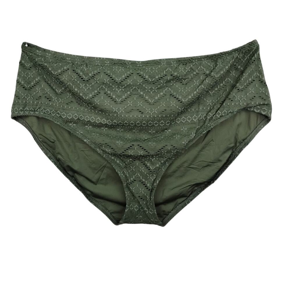 La Blanca Women's Swim Bottoms Size 22 Olive Green Eyelet material Tummy Control